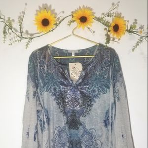 Kate & Henry knitted  floral 3/4 sleeves blouse